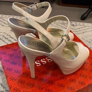 Guess Women's Strappy High Heels, Cream, Size 6